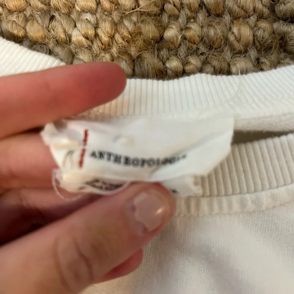 Anthropologie White Long Sleeve Lace-Trim Ruffle Top Medium